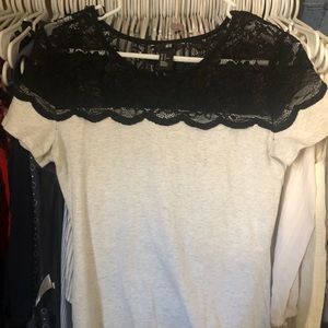 SOFT SHIRT WITH BLACK LACE DETAIL